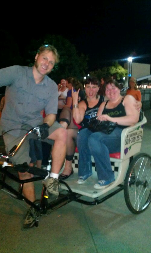 Roller Derby Ladies Rock & Roll in our Portland Pedicab