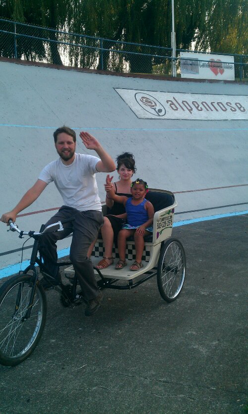 Pedaling Family & Friends in a Portland Pedicab at Alpenrose